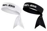 White 100% JESUS Tie Headband