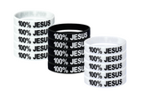 100% JESUS Wristbands White Black or Glow in the Dark