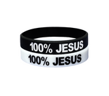 100% JESUS Wristbands White Black or Glow in the Dark