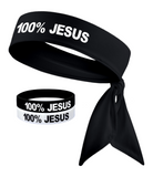 Black Headband + 1 White/1 Black Wristband