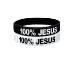 100% JESUS Wristbands White Black or Glow in the Dark