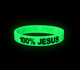 100% JESUS Wristbands White Black or Glow in the Dark