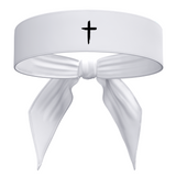 White Distressed Cross Tie Headband