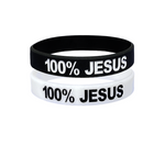 100% JESUS Wristbands White Black or Glow in the Dark