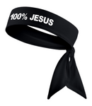 White/MetGold 100% JESUS Tie Headband