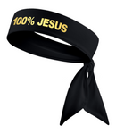 White 100% JESUS Tie Headband