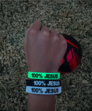 100% JESUS Wristbands White Black or Glow in the Dark