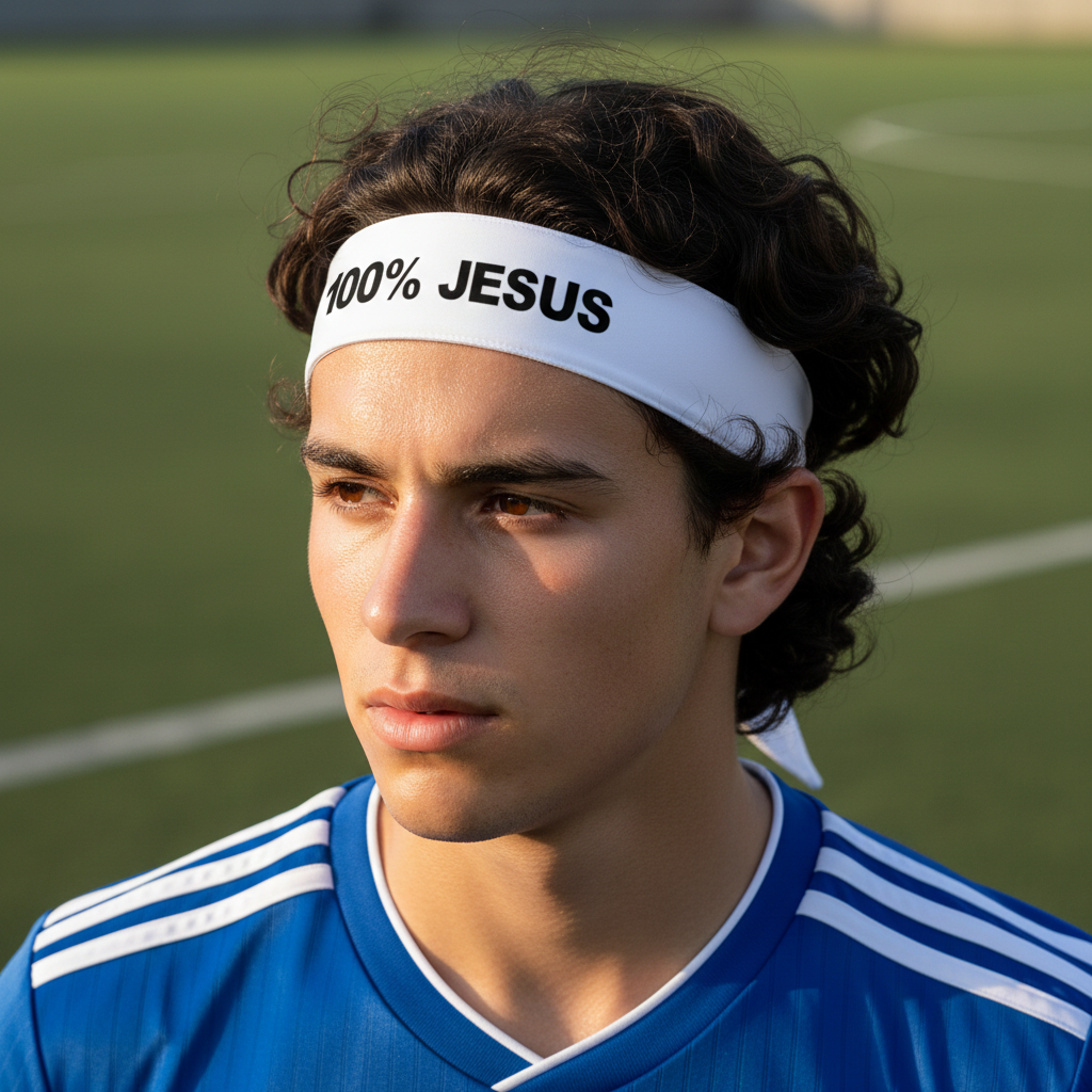 White 100% JESUS Tie Headband